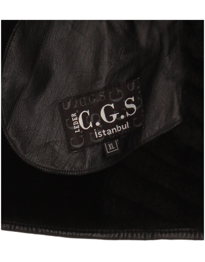 Vintage Damen Shearling Jacke UK 18 XL Schwarz gestreift Leder