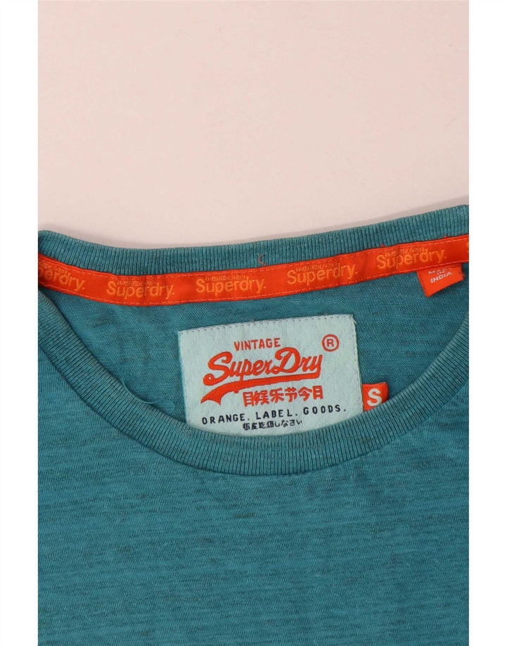 Superdry Herren-T-Shirt-Oberteil, kleine blaue Nadelstreifen-Baumwolle