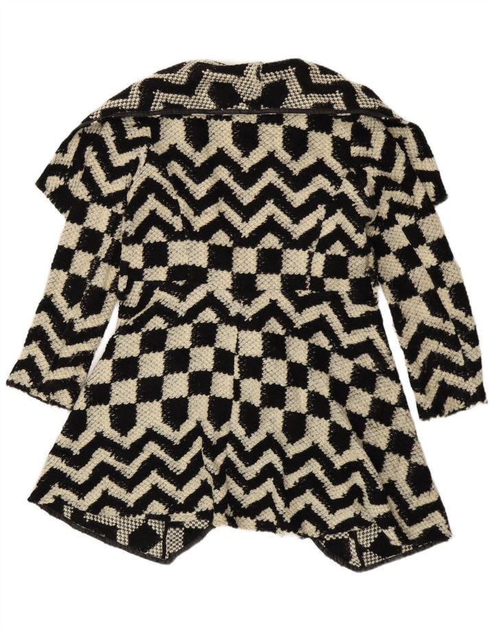 Oasis Damenmantel UK 16 Große schwarze geometrische Viskose