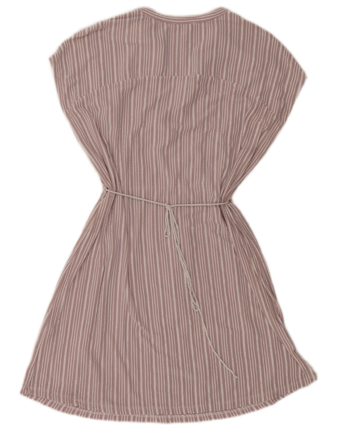 Zara Damen A-Linien-Kleid UK 14 Mittelrosa gestreifte Viskose