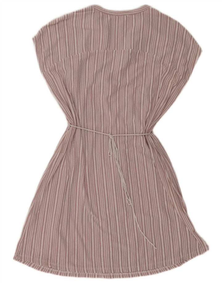 Zara Damen A-Linien-Kleid UK 14 Mittelrosa gestreifte Viskose