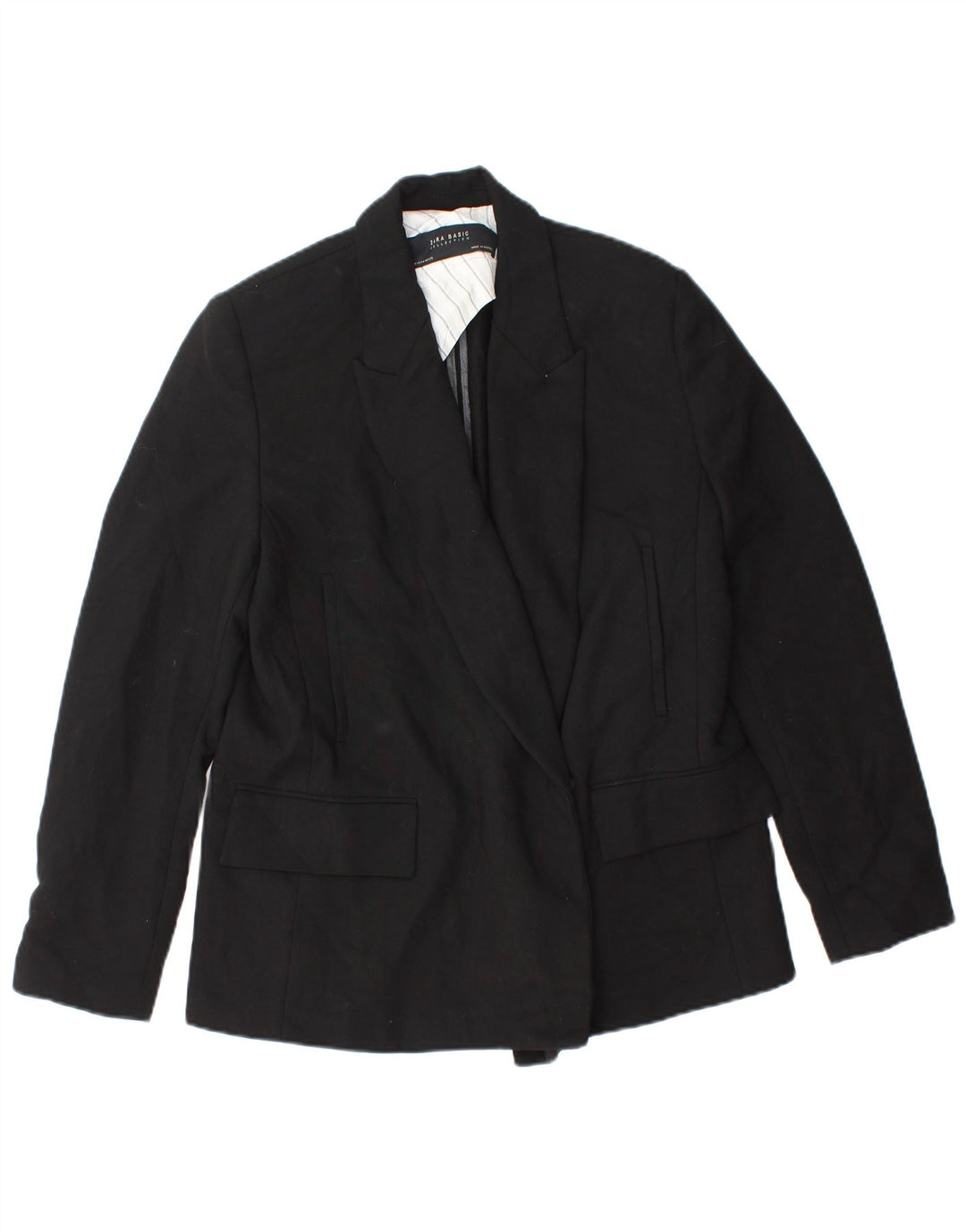 Zara Damen Blazer Jacke UK 14 Medium Schwarz Polyester