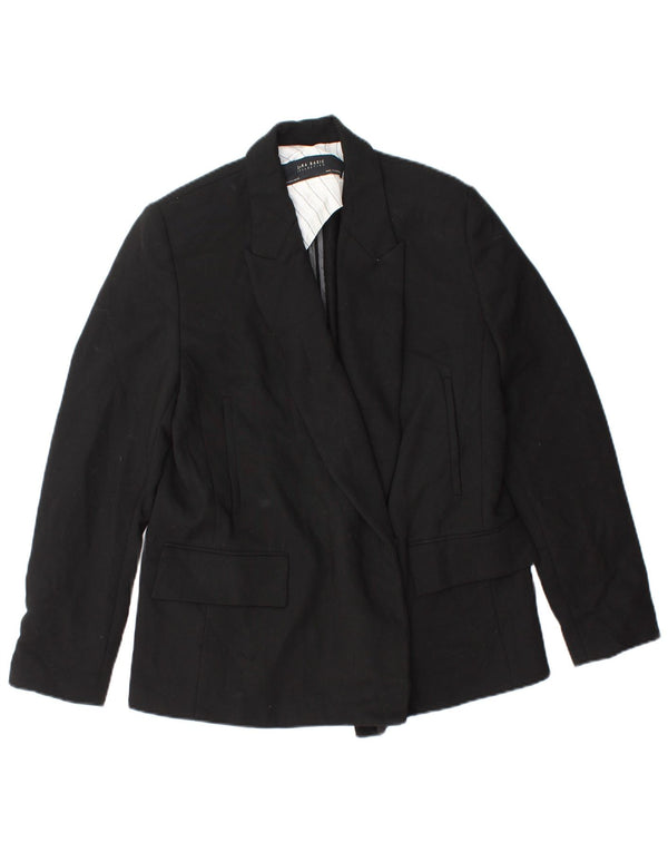 Zara Damen Blazer Jacke UK 14 Medium Schwarz Polyester