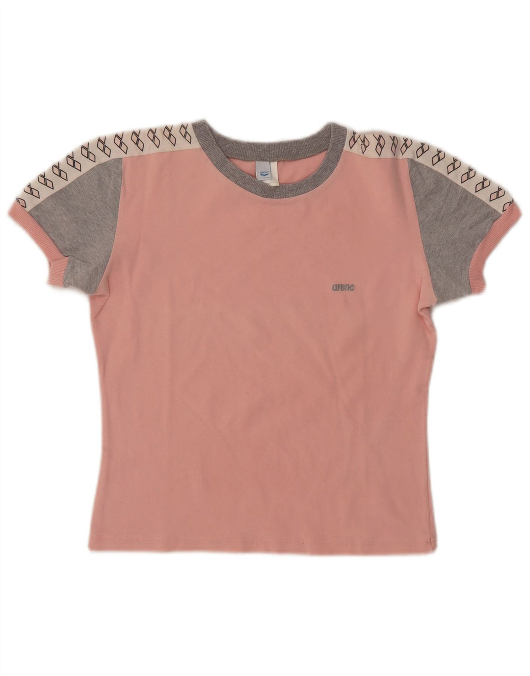 ARENA Damen Crop Graphic T-Shirt Top UK 14 Mittelrosa Colourblock-Baumwolle