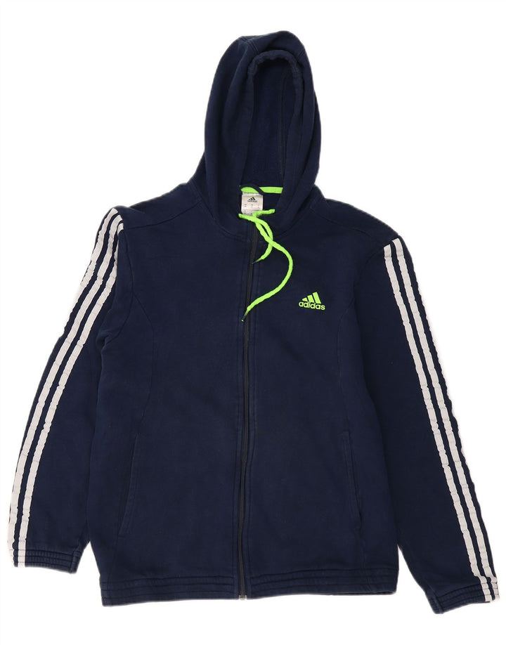 Adidas Herren-Kapuzenpullover mit Reißverschluss, mittlere marineblaue Baumwolle