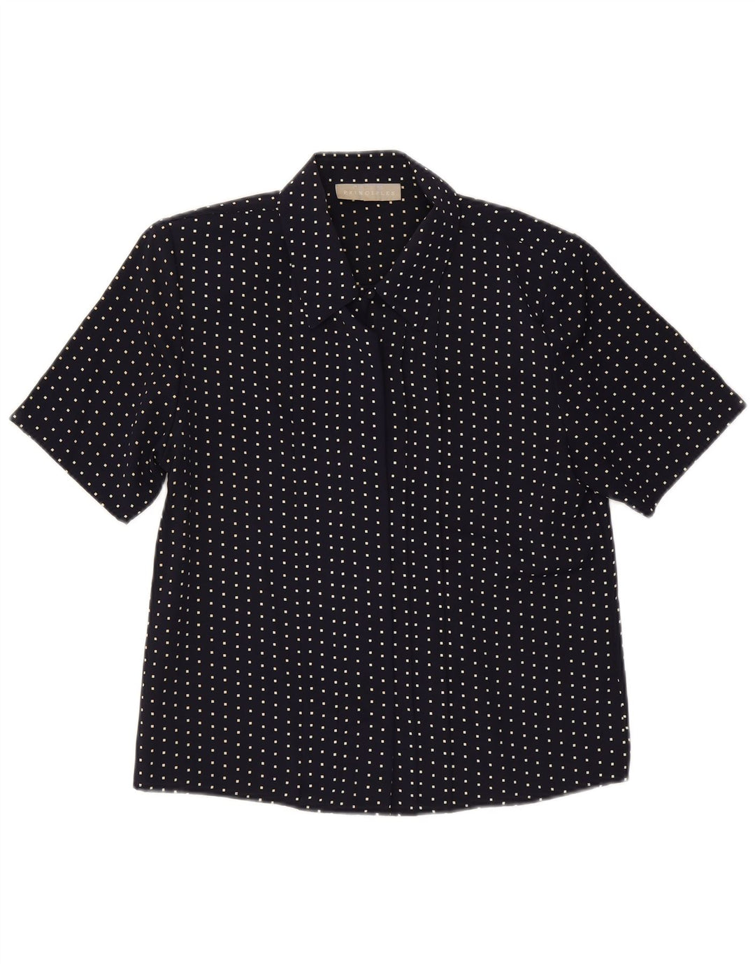 PRINCIPLES Womens Short Sleeve Shirt Blouse UK 12 Medium Navy Blue Spotted