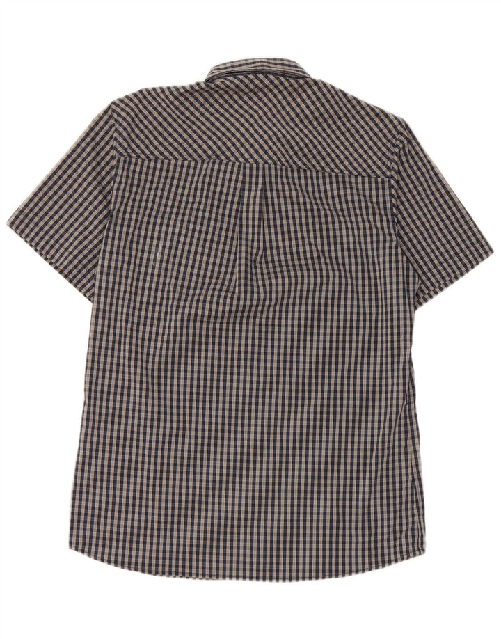 Rohan Herren-Kurzarmhemd, klein, marineblaues Gingham-Polyester