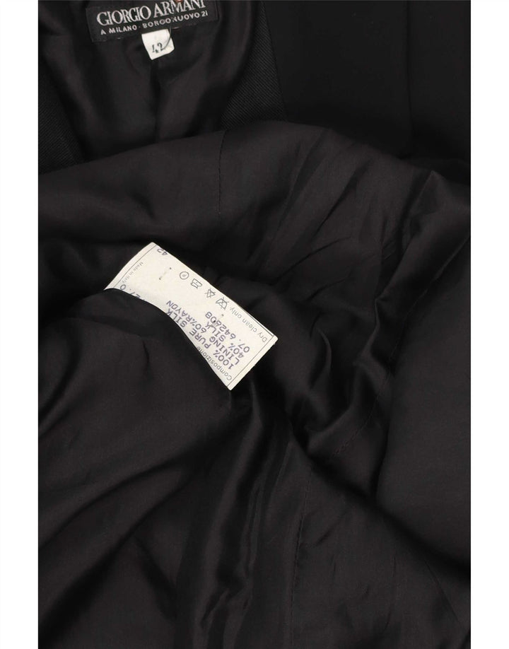 Giorgio Armani Damen Zweireihige Blazerjacke IT 42 Mittelschwarze Seide