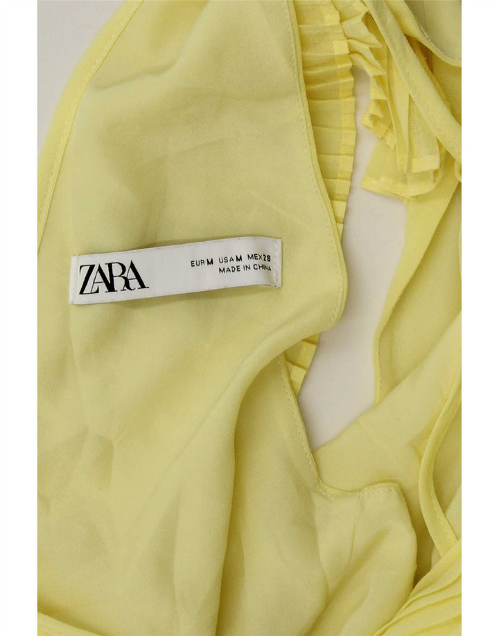 Zara Damen Ärmelloses Maxikleid UK 12 Mittelgelb