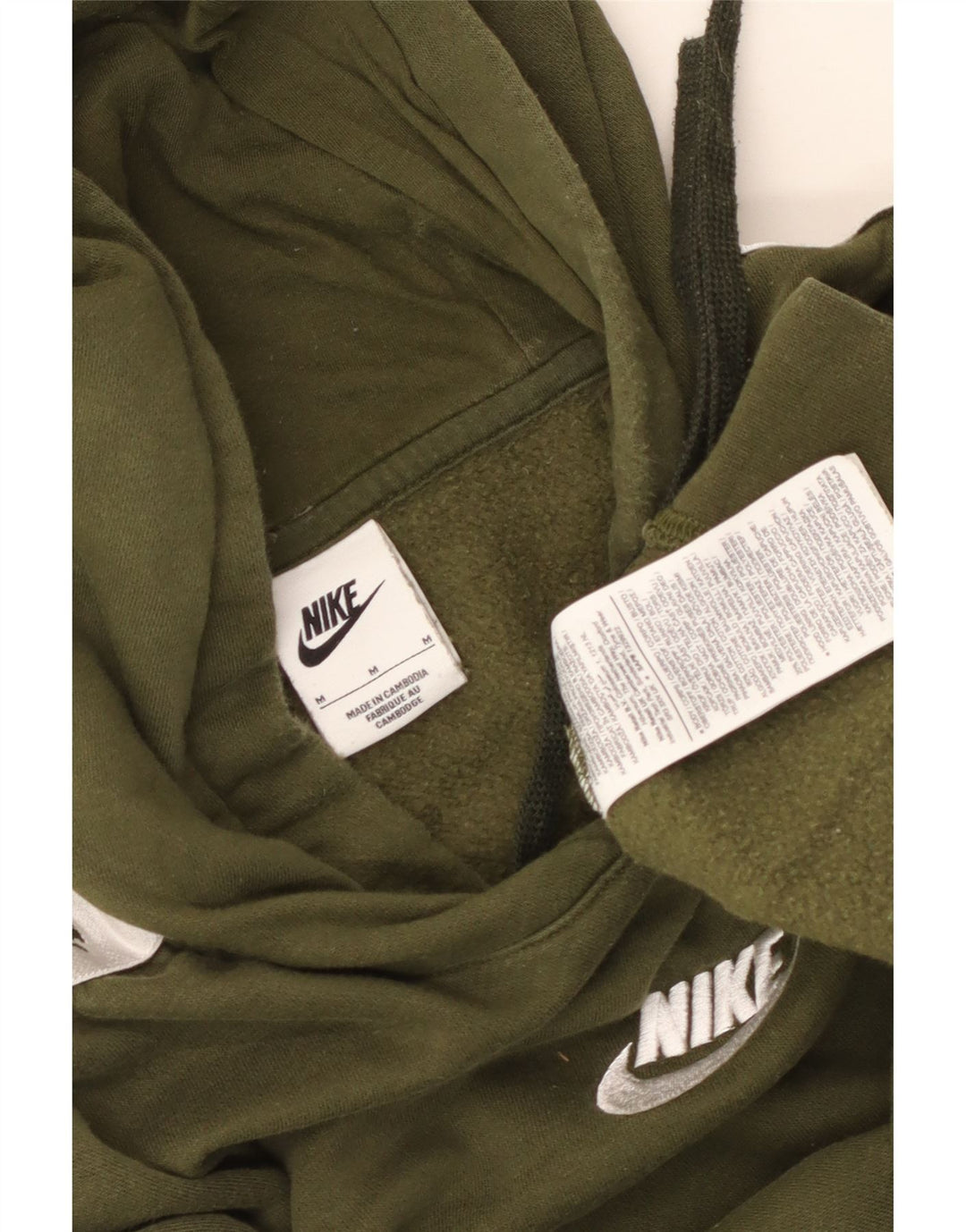 NIKE Womens Graphic Hoodie Pullover UK 14 Medium Khaki Colourblock Baumwolle