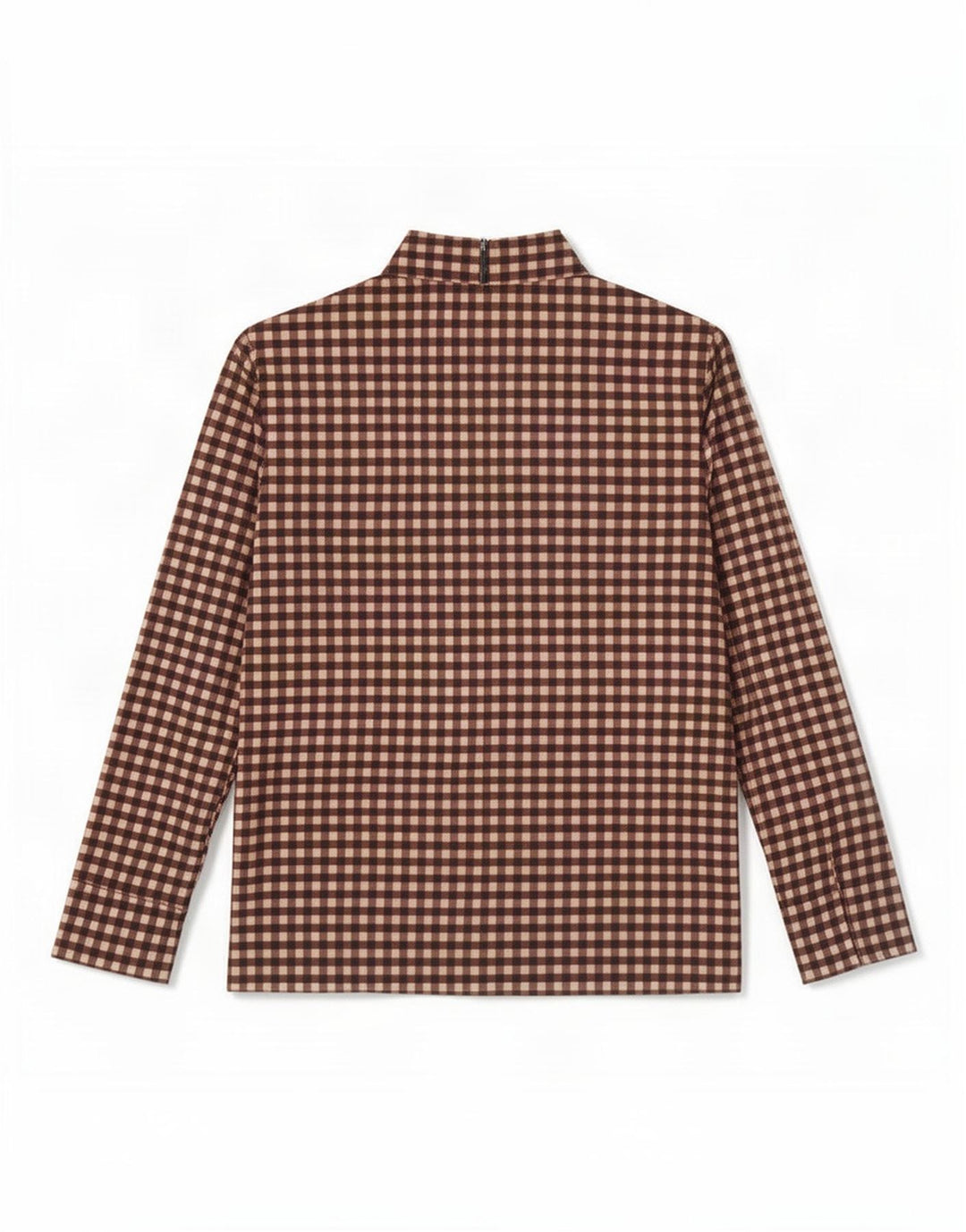 Cos Langarm-Blusenoberteil für Damen, UK 12, mittelbraun, Gingham-Baumwolle