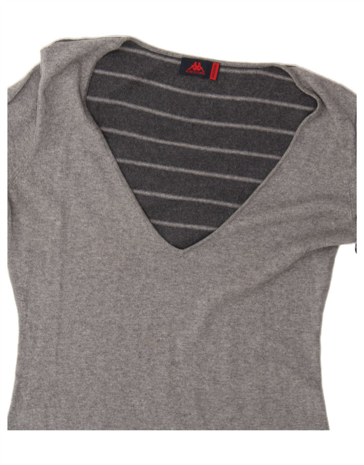 KAPPA Womens Long Sleeve Tunic Dress UK 14 Medium Grey Colourblock Vintage Kappa and Second-Hand Kappa from Messina Hembry 