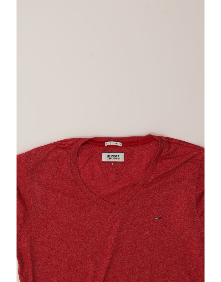 TOMMY HILFIGER Mens T-Shirt Top Large Red Vintage Tommy Hilfiger and Second-Hand Tommy Hilfiger from Messina Hembry 