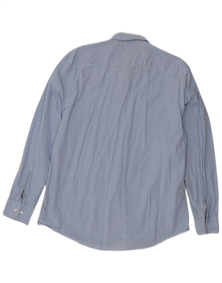Tommy Hilfiger Herren-Hemd mit normaler Passform, XL, blaue Gingham-Baumwolle