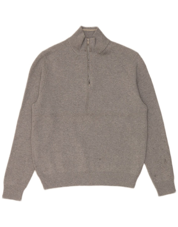 Marks & Spencer Herren-Pullover mit normaler Passform und Reißverschluss, Größe L, Grau