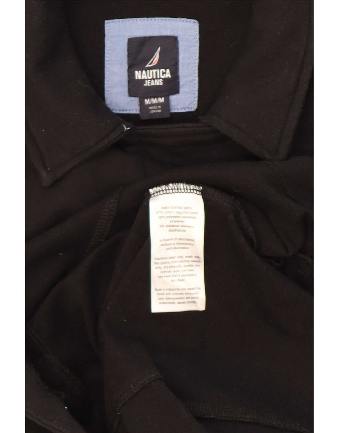 Zweireihiger Damenmantel von Nautica, UK 14, mittelschwarz, Baumwolle