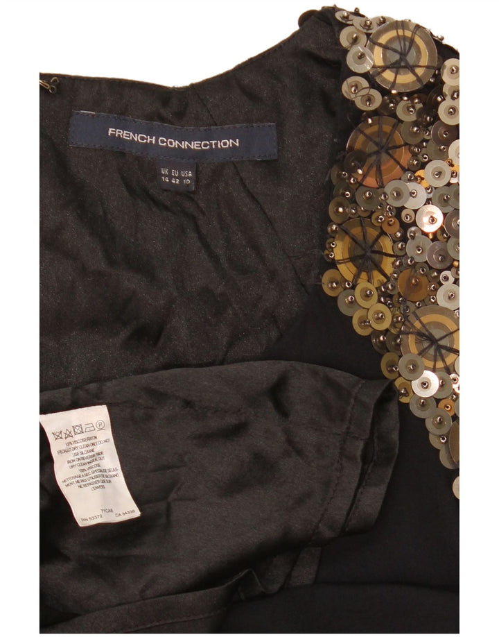 French Connection Damen-Etuikleid, Größe 44, Schwarz, Colourblock-Viskose