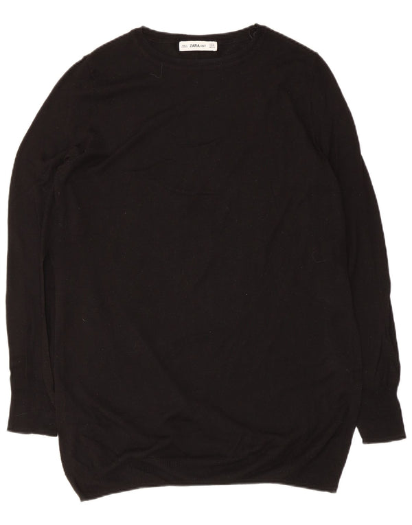 Zara Damen-Pullover mit U-Boot-Ausschnitt, UK 12, mittlere schwarze Viskose
