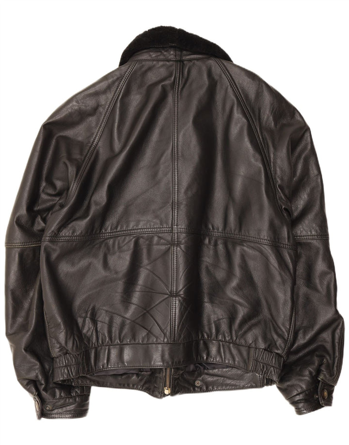 Vintage Herren Lederjacke IT 52 XL Schwarz