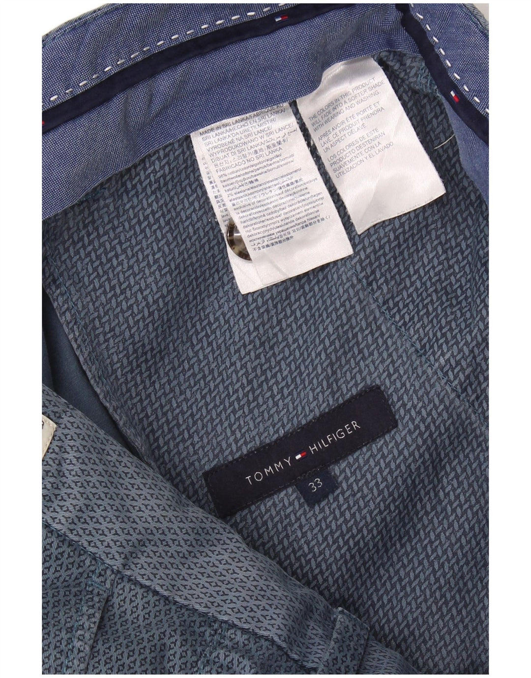 Tommy Hilfiger Herren Chinoshorts W33 mittelblaue geometrische Baumwolle