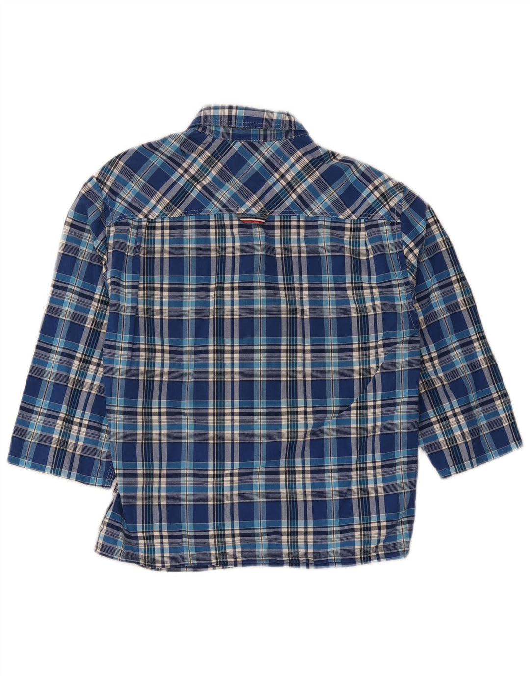Tommy Hilfiger Herren-Hemd mit 3/4-Ärmeln, normaler Passform, klein, blau kariert