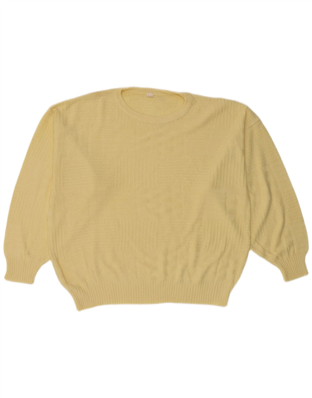 Vintage Herren Pullover mit Rundhalsausschnitt IT 50 Mittelgelbes Polyacryl