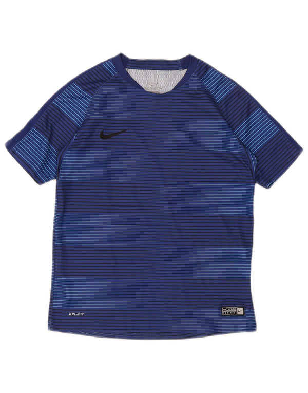 Nike Dri Fit T-Shirt-Oberteil für Jungen, 10–11 Jahre, mittelblau gestreift, Polyester