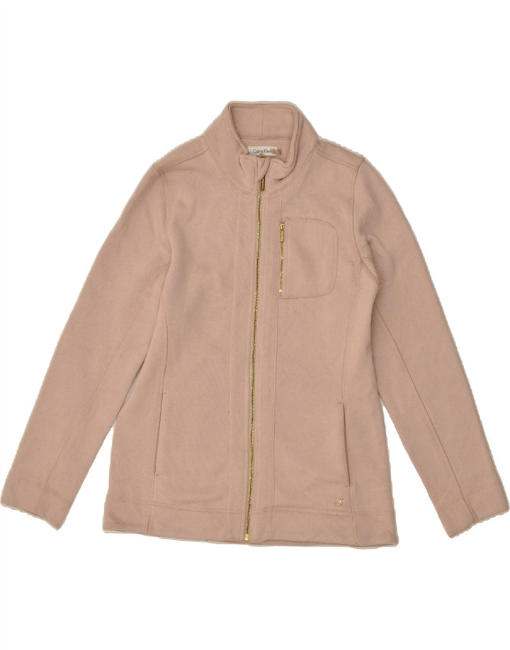 CALVIN KLEIN Womens Cardigan Sweater UK 12 Medium Beige Polyester | Vintage Calvin Klein | Thrift | Second-Hand Calvin Klein | Used Clothing | Messina Hembry 