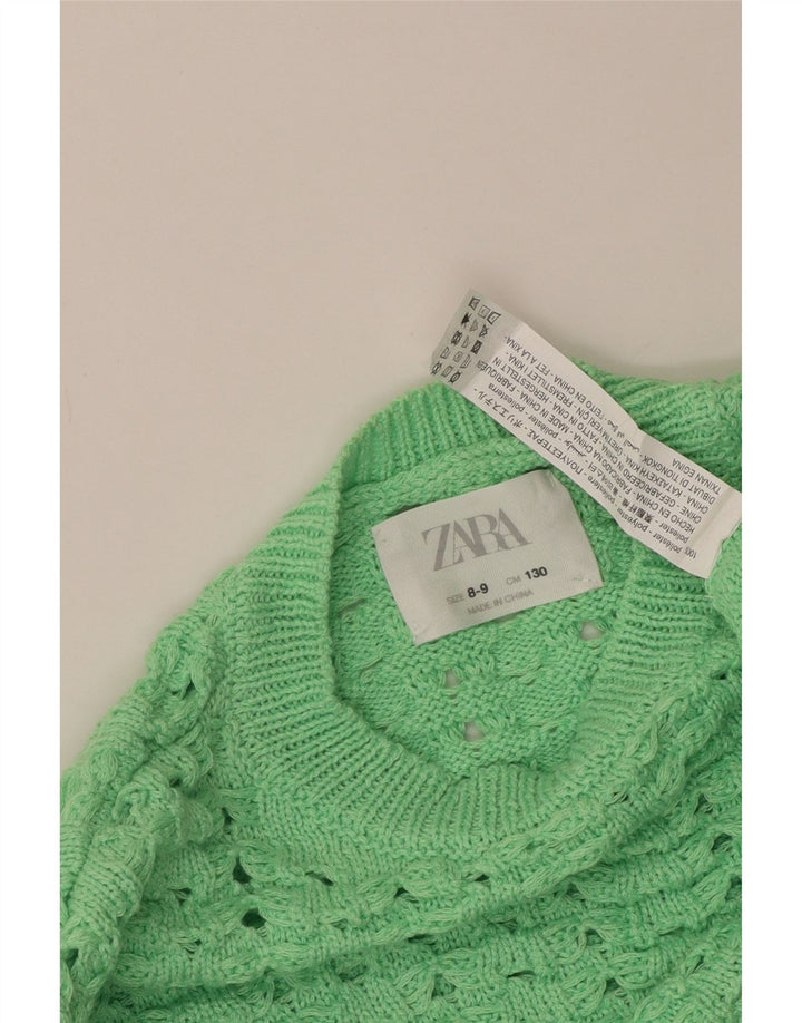 Zara Crop Pullover mit Rundhalsausschnitt für Mädchen, 8–9 Jahre, grünes Polyester