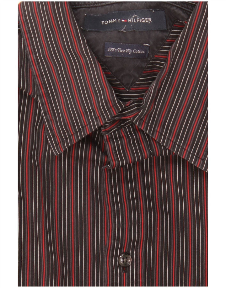 TOMMY HILFIGER Herrenhemd mittelschwarz gestreift aus Baumwolle