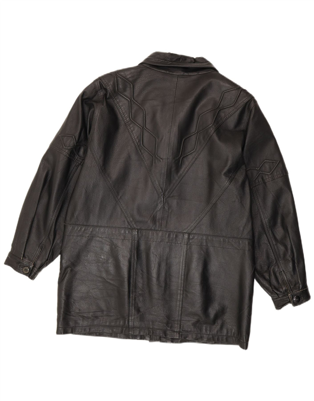 Vintage Damen Lederjacke UK 16 Großes schwarzes Leder