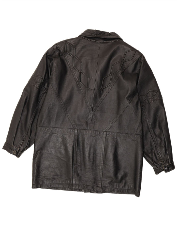 Vintage Damen Lederjacke UK 16 Großes schwarzes Leder