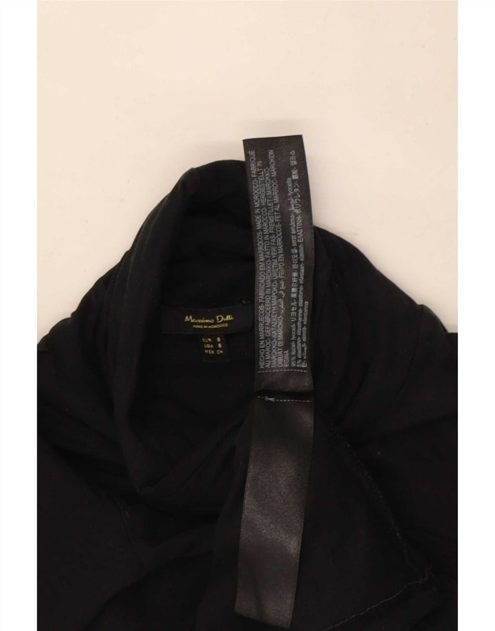Massimo Dutti Damen Top Langarm UK 8 Small Schwarz Lyocell