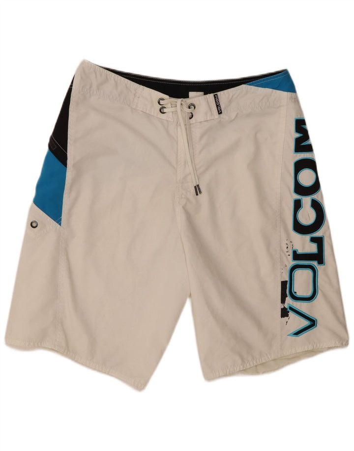 Volcom Herren-Badeshorts mit Grafik, groß, Weiß, Farbblock