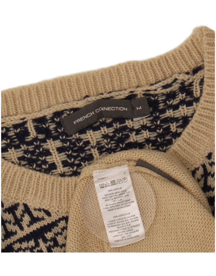 FRENCH CONNECTION Herren-Pullover mit U-Boot-Ausschnitt, Mittelbeige, geometrisch