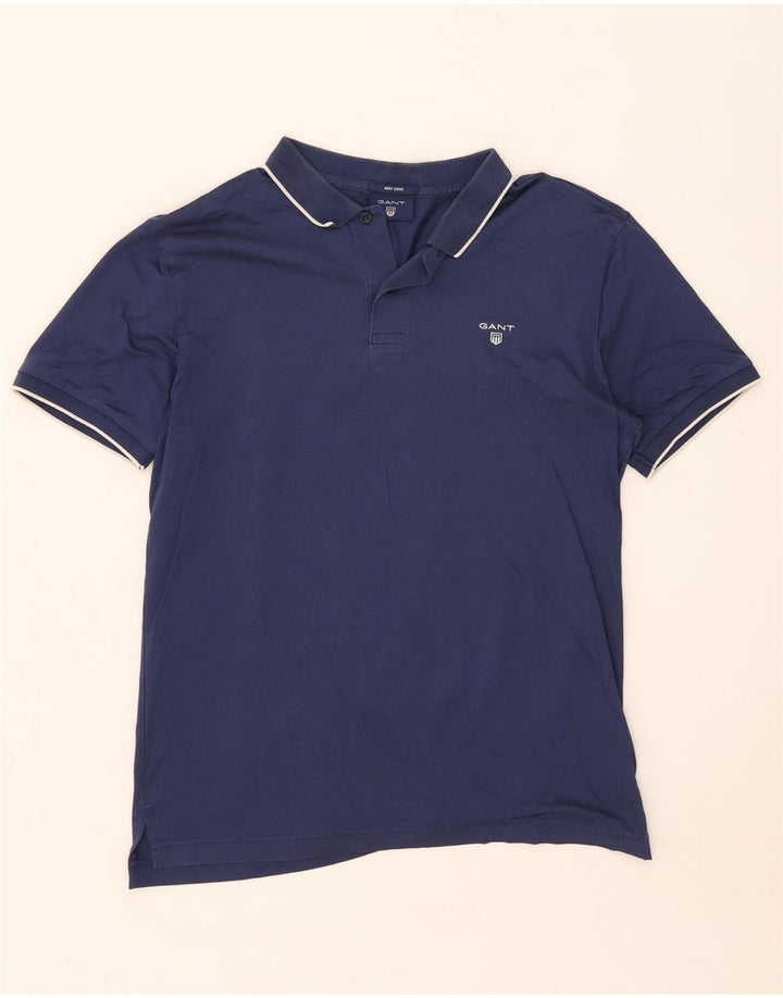 Gant Herren-Poloshirt aus mittelblauer, gestreifter Baumwolle