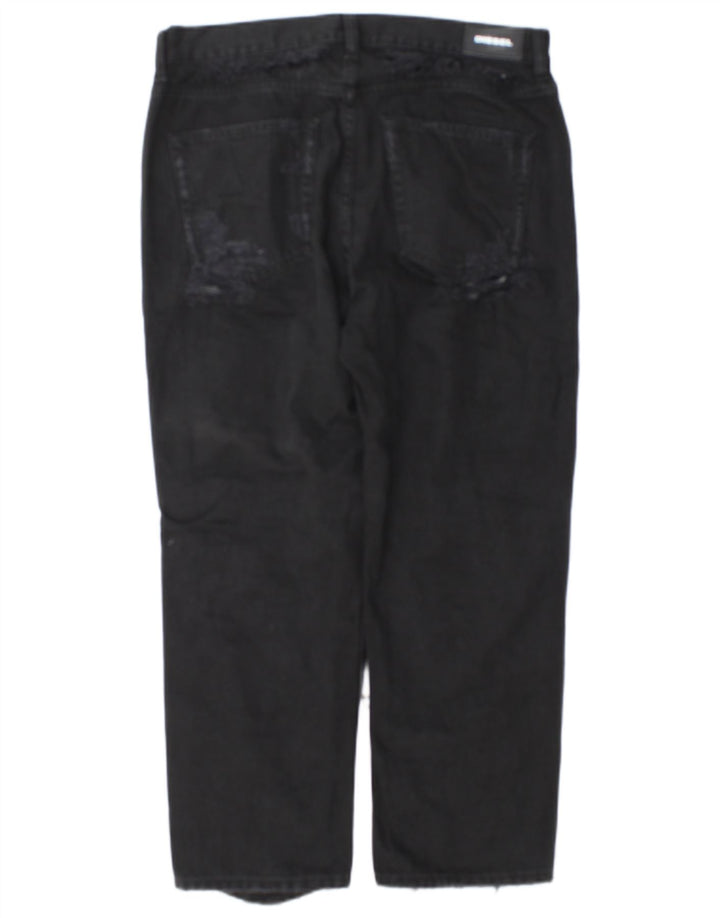 Diesel Damen Aryel Distressed Regular Straight Jeans W29 L25 Schwarz Klassisch