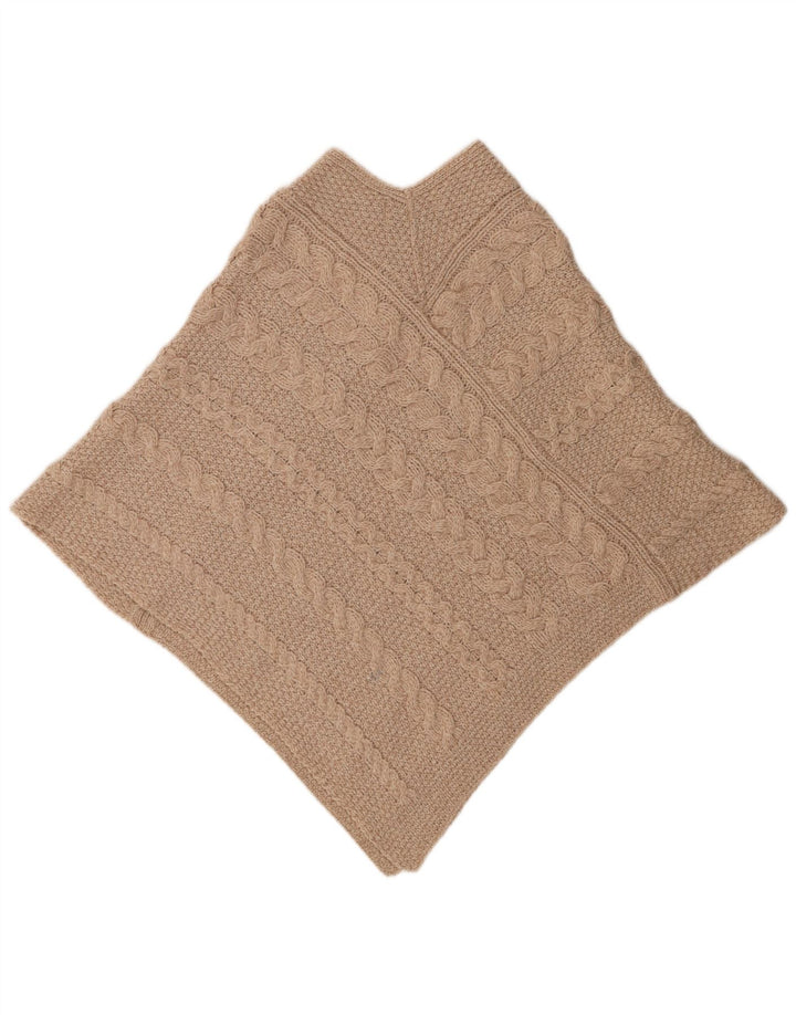 Aran Crafts Damen-Ponchopullover in Übergröße, Gr. 10, Beige, Merinowolle