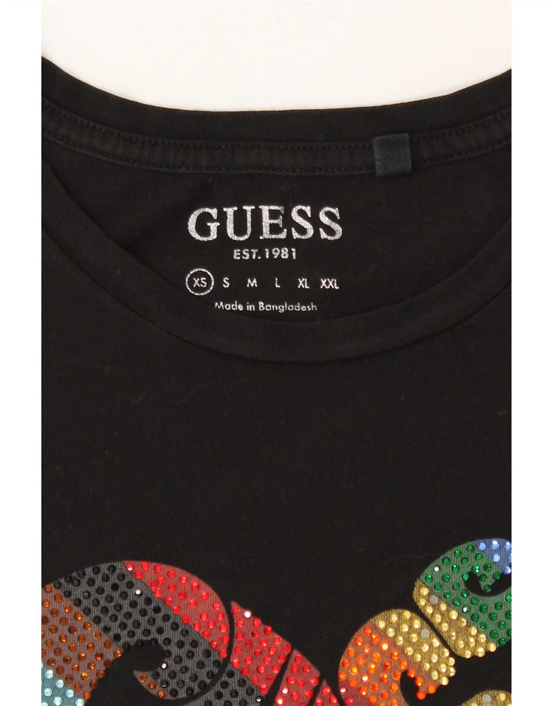 Guess Damen Übergroßes Grafik-T-Shirt-Oberteil UK 6 XS Schwarz