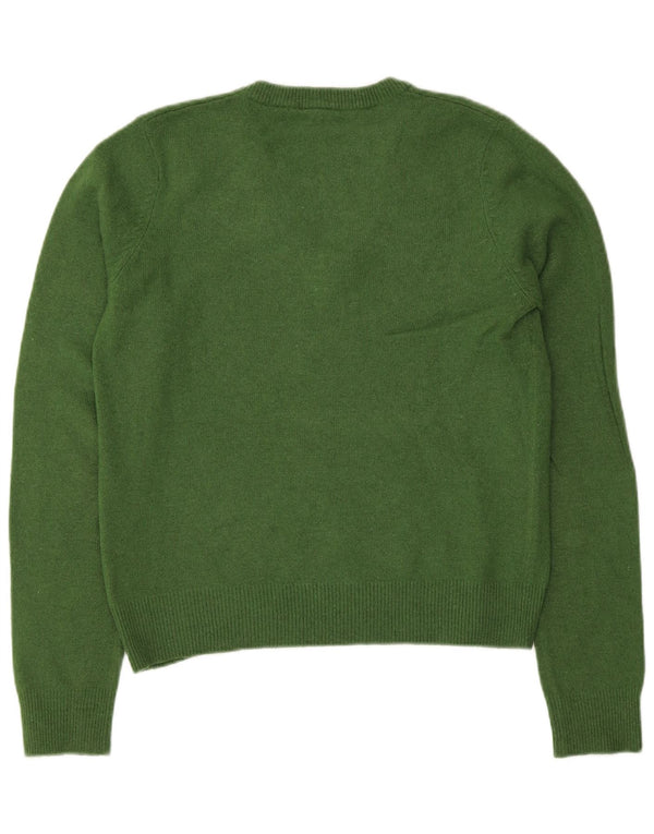 Gant Damen Crop V-Ausschnitt Pullover Pullover UK 14 Große grüne Wolle