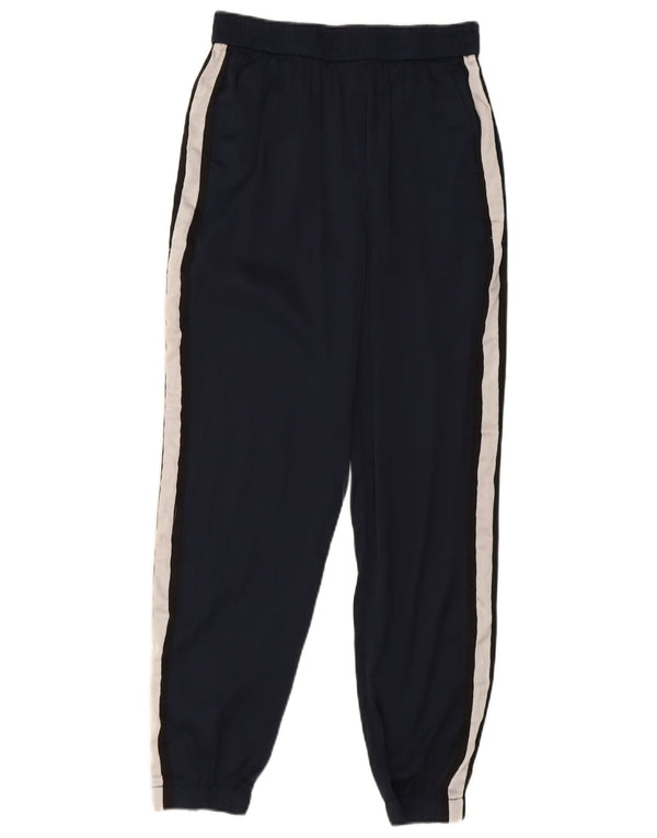 Zara Damen Trainingshose Jogger UK 4 XS Marineblau Farbblock