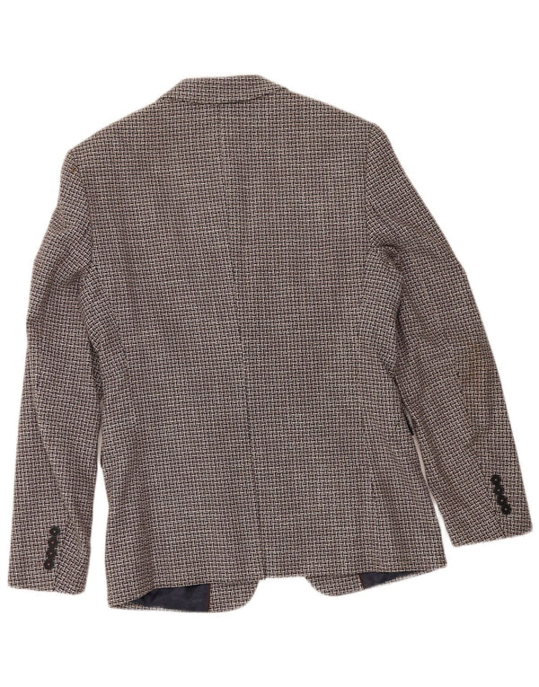 Zara Herren-Blazer mit 2 Knöpfen, EU 46, klein, braun, geometrisch, Baumwolle
