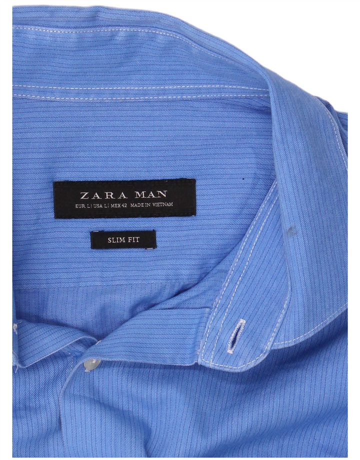 Zara Herren-Slim-Fit-Hemd, Größe L, Blau
