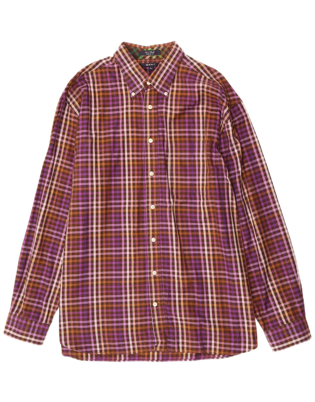 Gant Herren-Hemd mit normaler Passform, XL, lila Gingham-Baumwolle