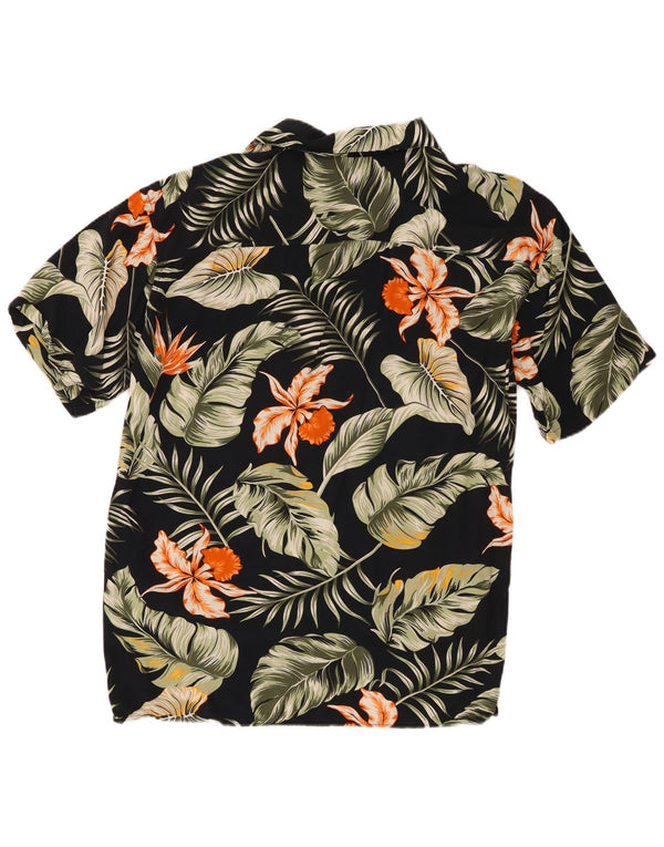 Jack & Jones Herren-Kurzarmhemd, groß, schwarz, geblümt, Viskose, hawaiianisch