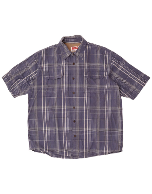 Wrangler Herren-Hemd, kurzärmelig, normale Passform, XL, blau kariert, Baumwolle