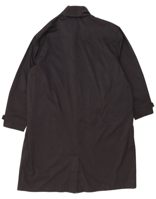 Vintage Damen-Regenmantel mit Kapuze, übergroß, UK 20 2XL, schwarzes Polyester