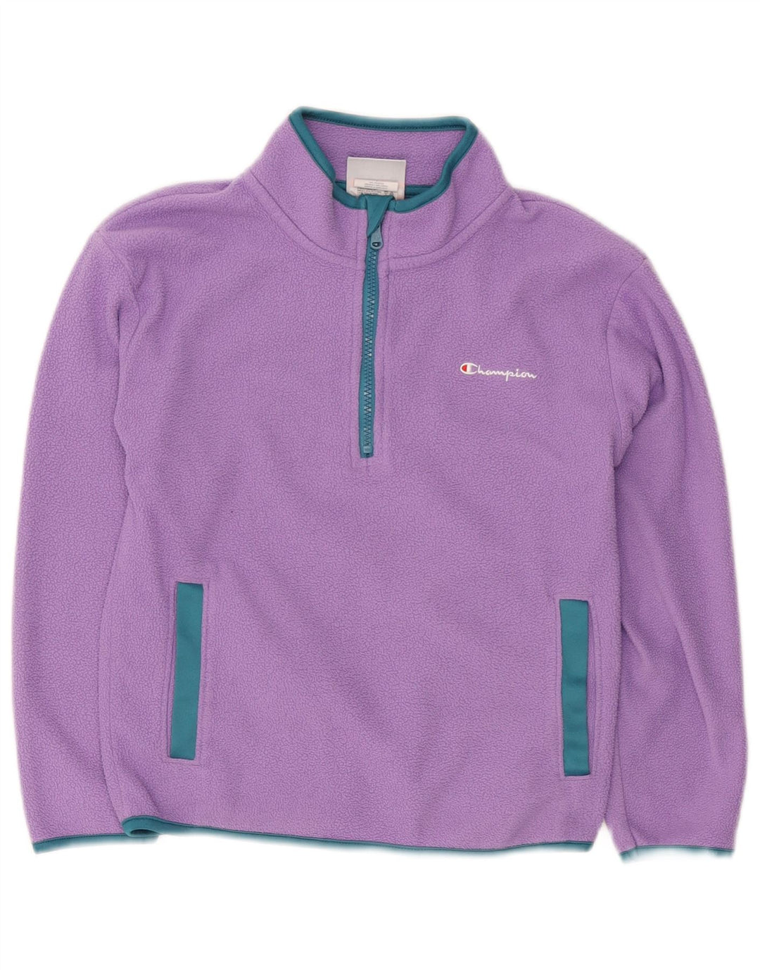 CHAMPION Mädchen-Fleecepullover mit Reißverschluss am Hals, 10–11 Jahre, mittelviolettes Polyester