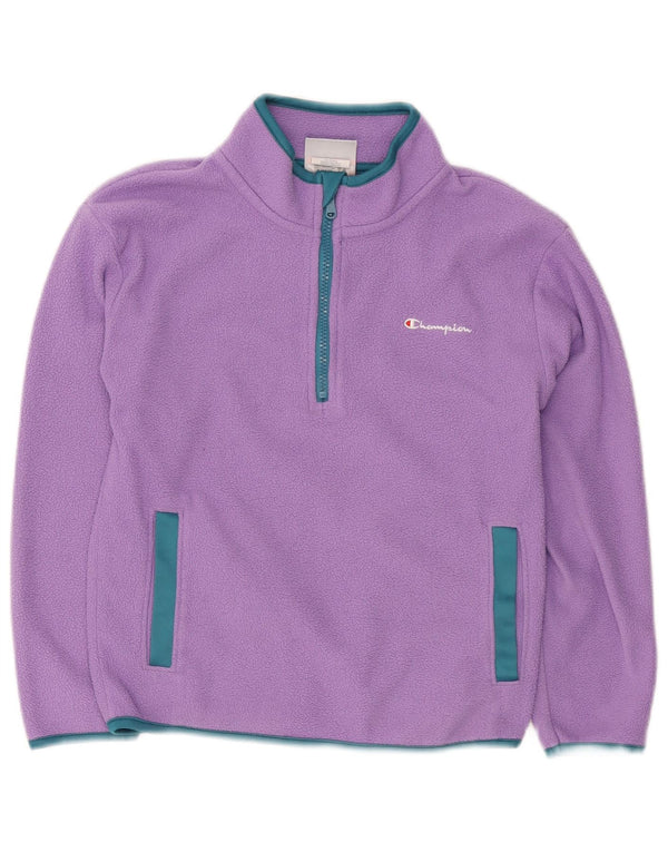 CHAMPION Mädchen-Fleecepullover mit Reißverschluss am Hals, 10–11 Jahre, mittelviolettes Polyester