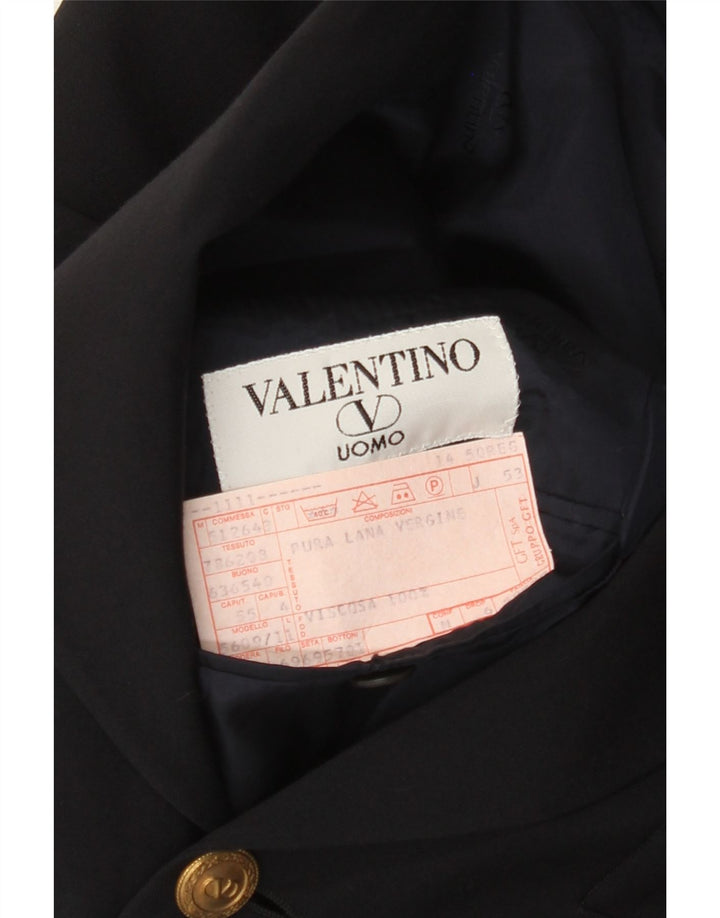 Valentino Herren-Blazer mit 3 Knöpfen, IT 50, große marineblaue Wolle